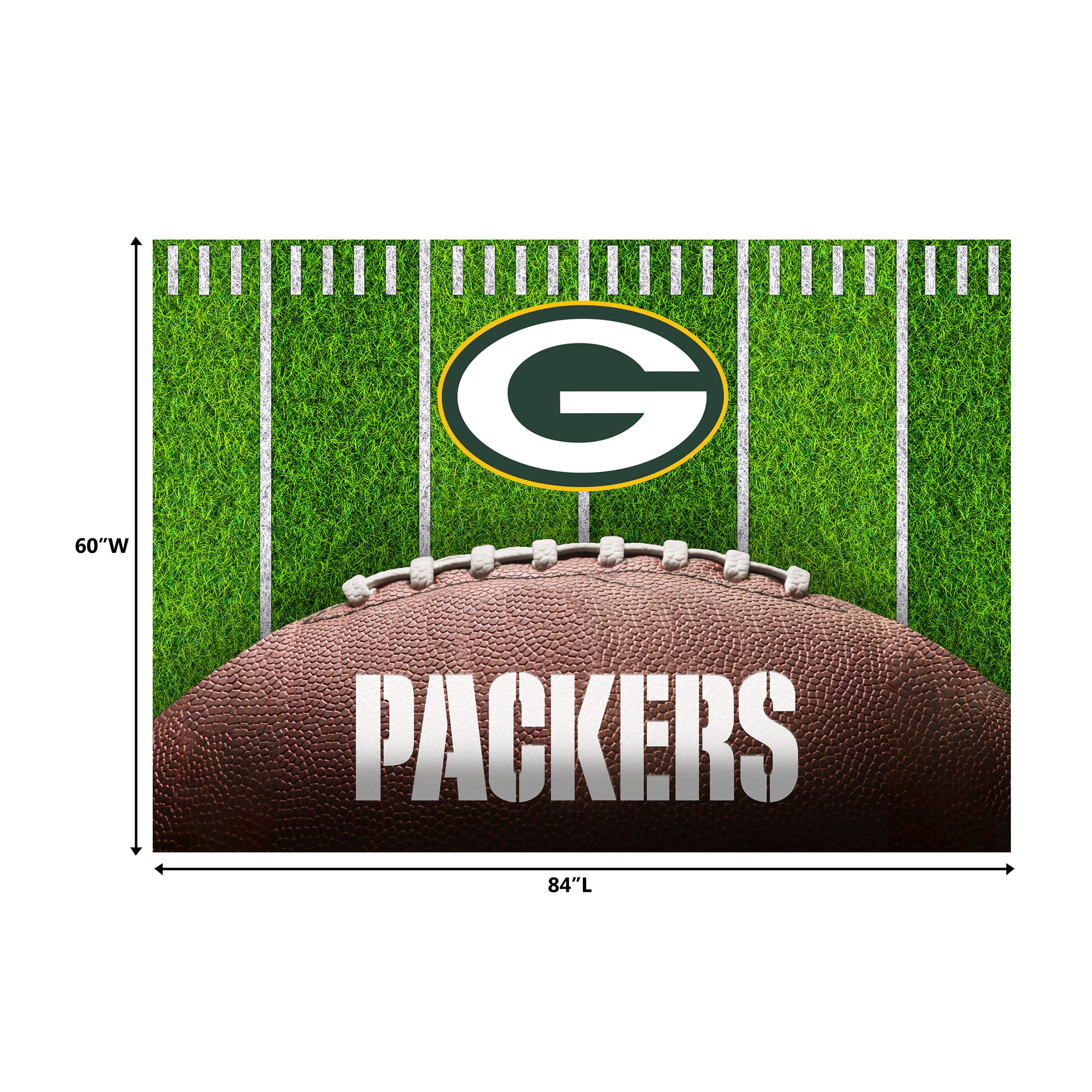 Green Bay Packers 5X7 Football Field Washable Area Rug