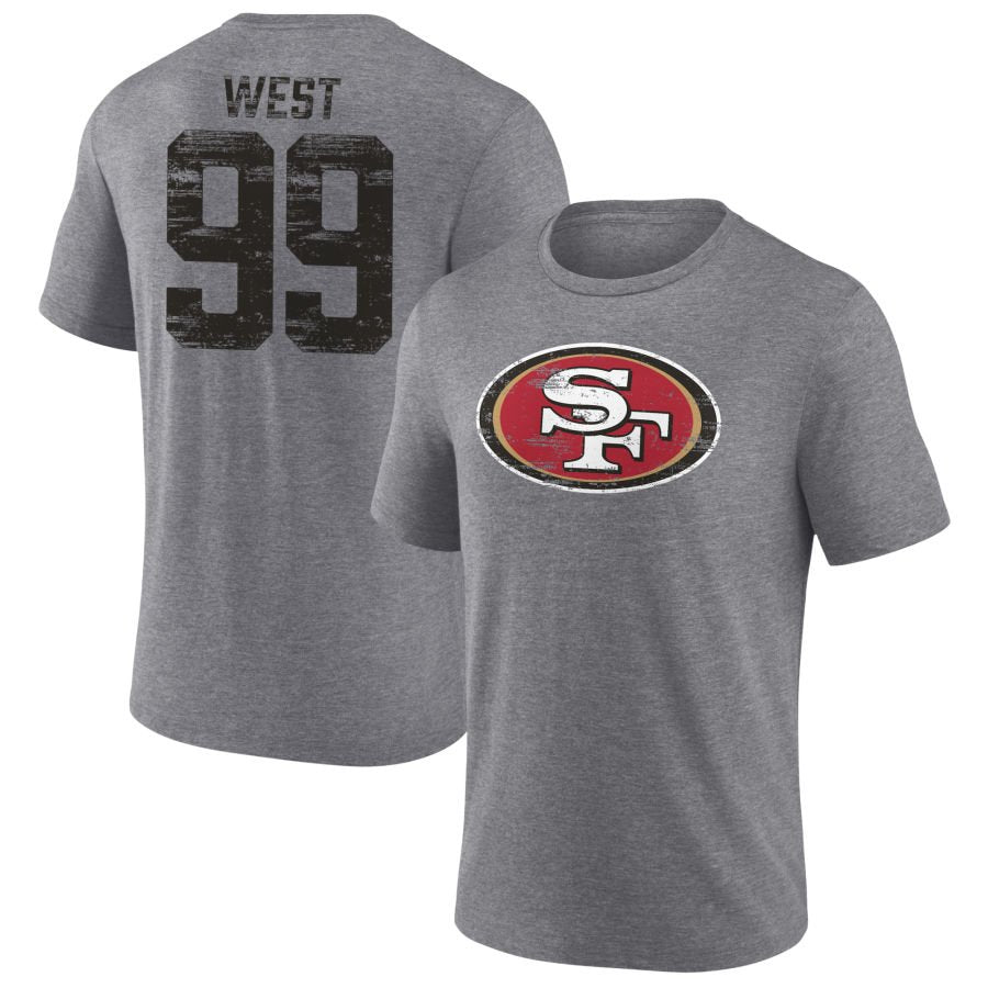 Men's Gray San Francisco 49ers Heritage Custom Name & Number Tri-Blend T-Shirt