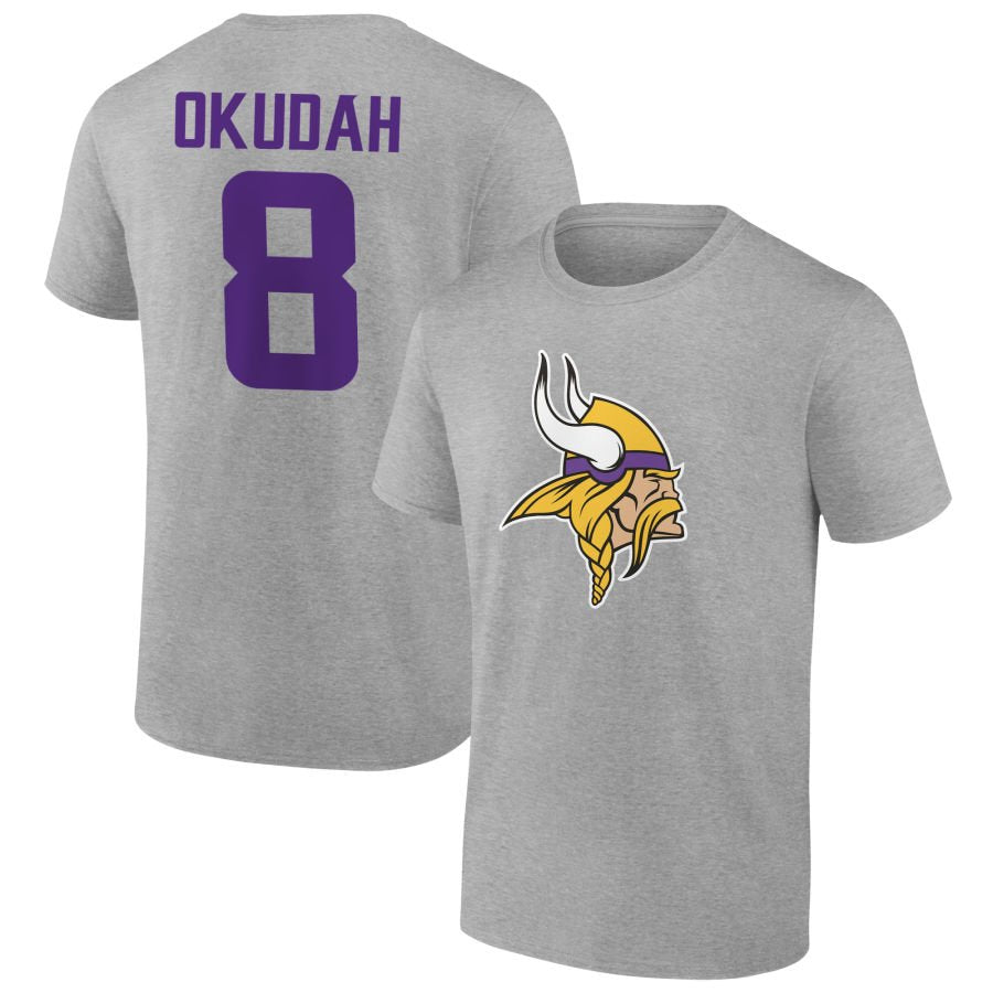 Men's Gray Minnesota Vikings Team Authentic Personalized Name & Number T-Shirt