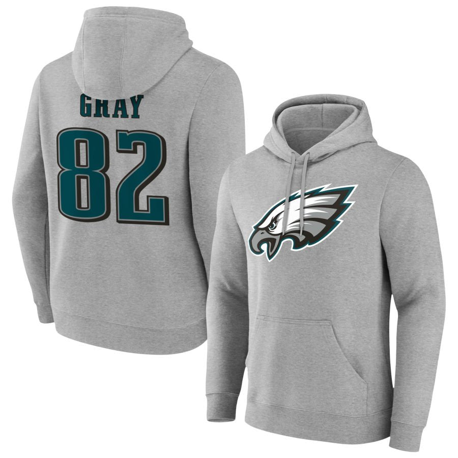 Men's Gray Philadelphia Eagles Team Authentic Personalized Name & Number Hoodie