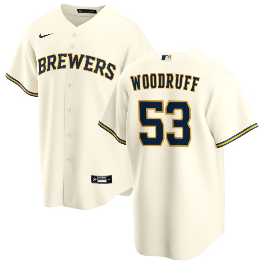 Brandon Woodruff Men's Nike Cream Milwaukee Brewers Home Replica Custom Jersey