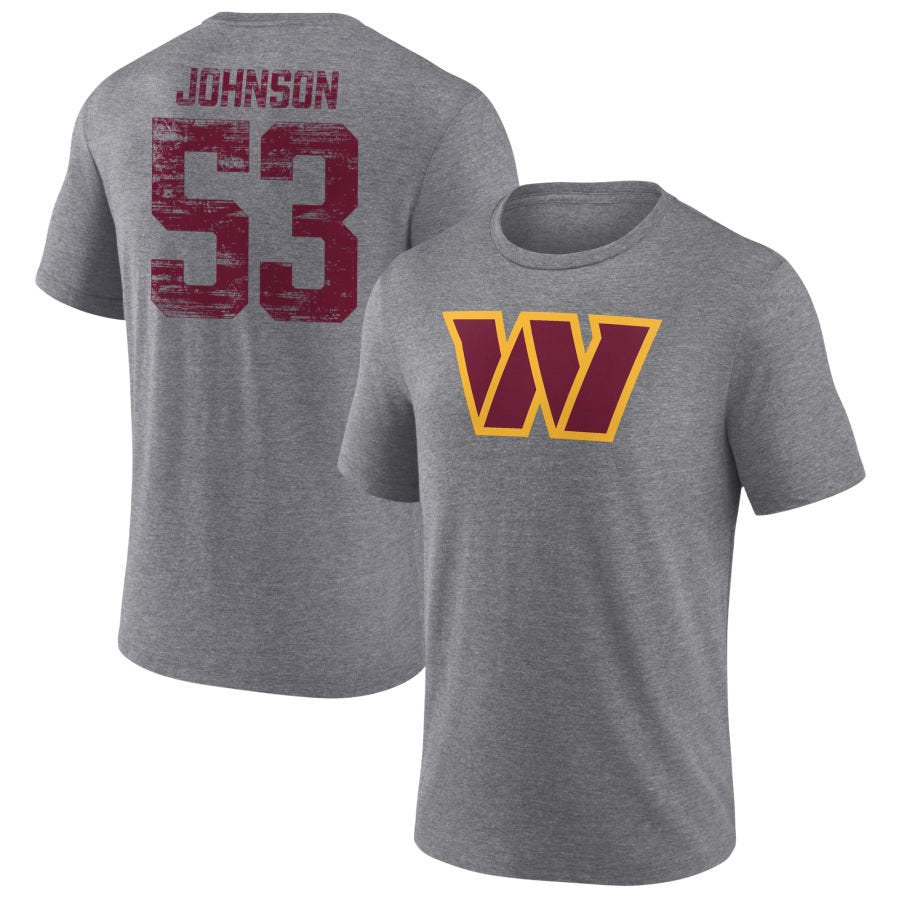 Men's Gray Washington Commanders Heritage Custom Name & Number Tri-Blend T-Shirt