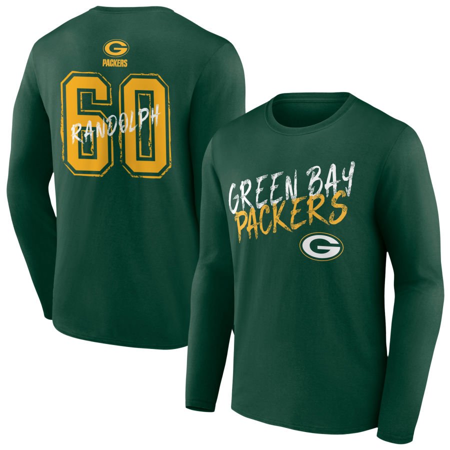 Men's Green Green Bay Packers Hustle Personalized Name & Number Long Sleeve T-Shirt