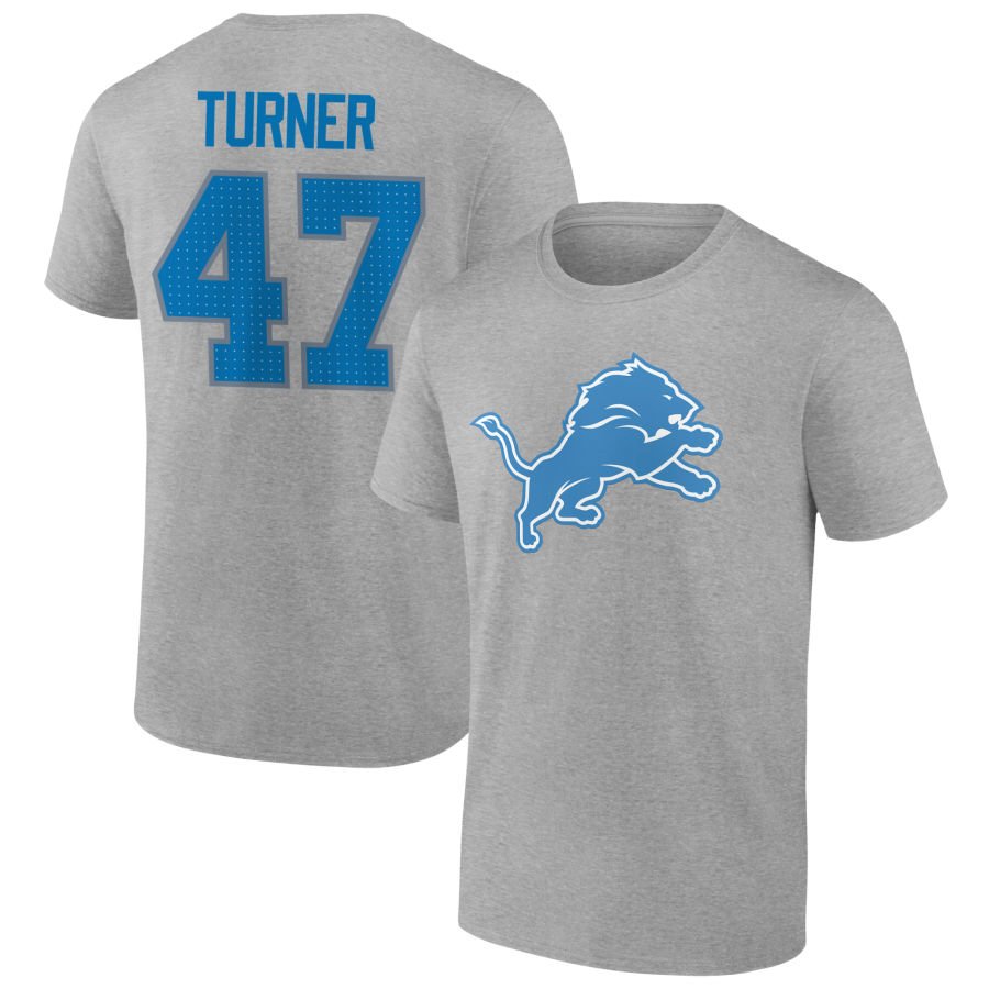Men's Gray Detroit Lions Big & Tall Team Authentic Custom T-Shirt