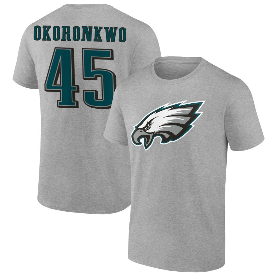 Men's Gray Philadelphia Eagles Team Authentic Personalized Name & Number T-Shirt