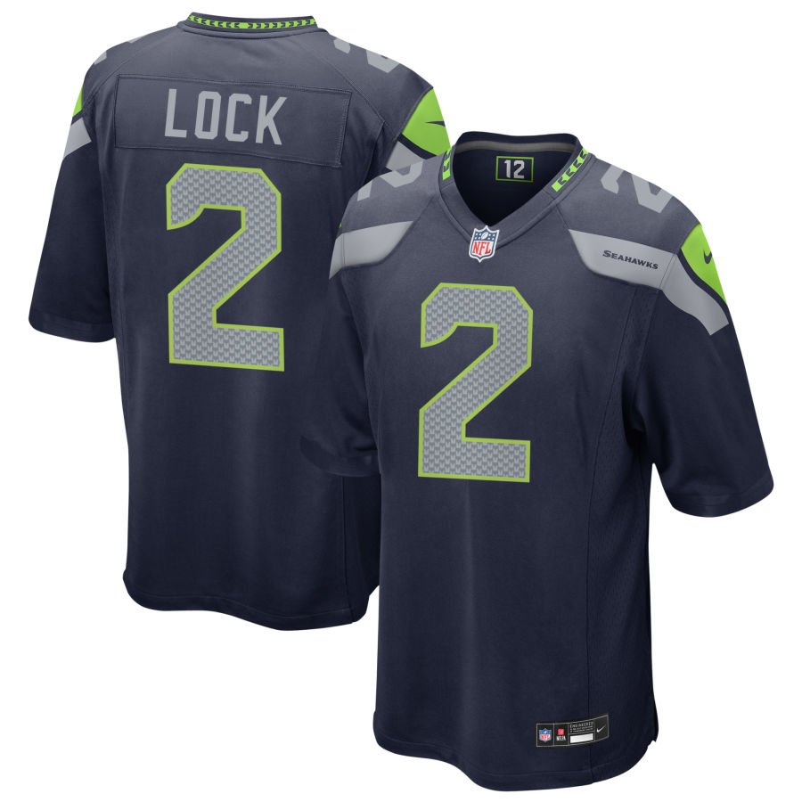 Drew Lock Men's Nike College Navy Seattle Seahawks Custom Game Jersey