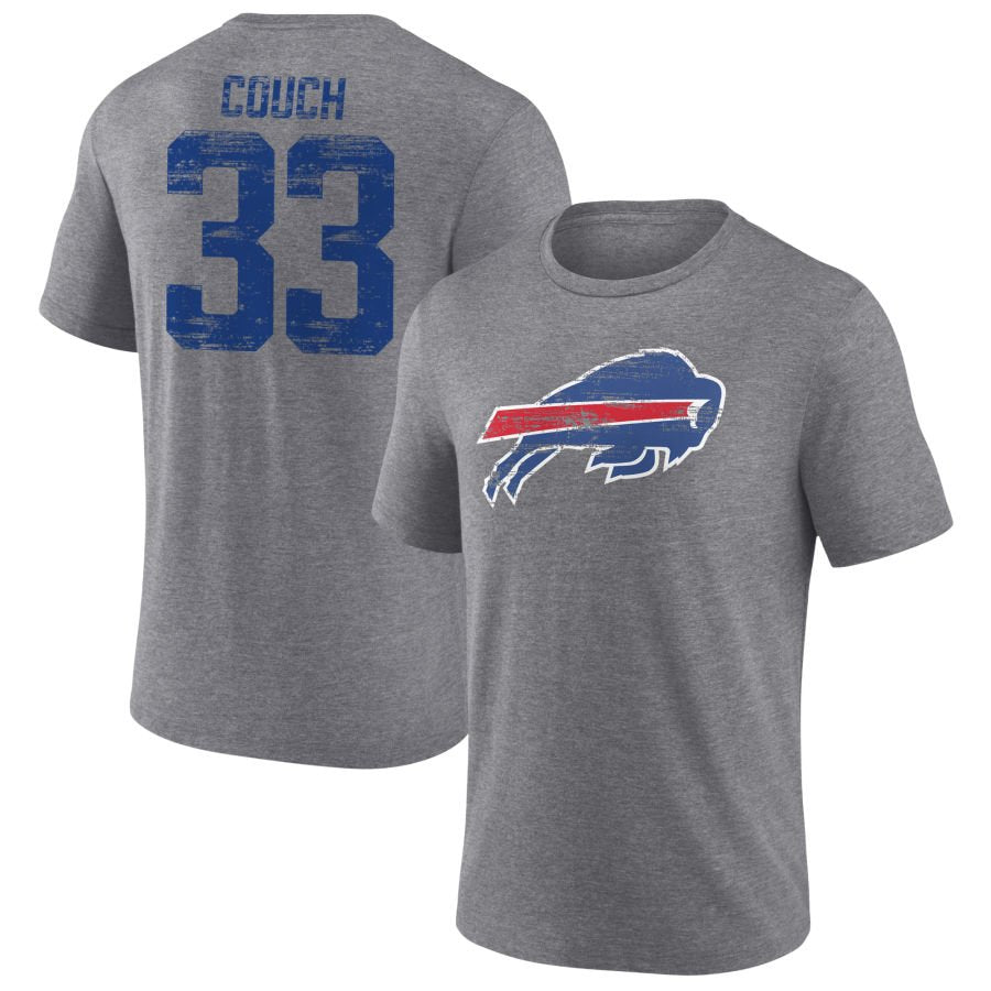 Men's Gray Buffalo Bills Heritage Custom Name & Number Tri-Blend T-Shirt