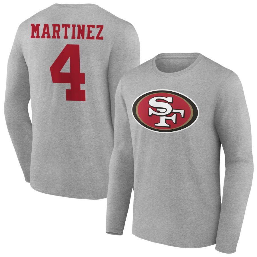 Men's Gray San Francisco 49ers Team Authentic Personalized Name & Number Long Sleeve T-Shirt