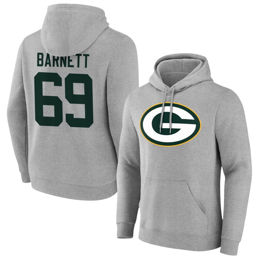 Men's Gray Green Bay Packers Team Authentic Personalized Name & Number Hoodie