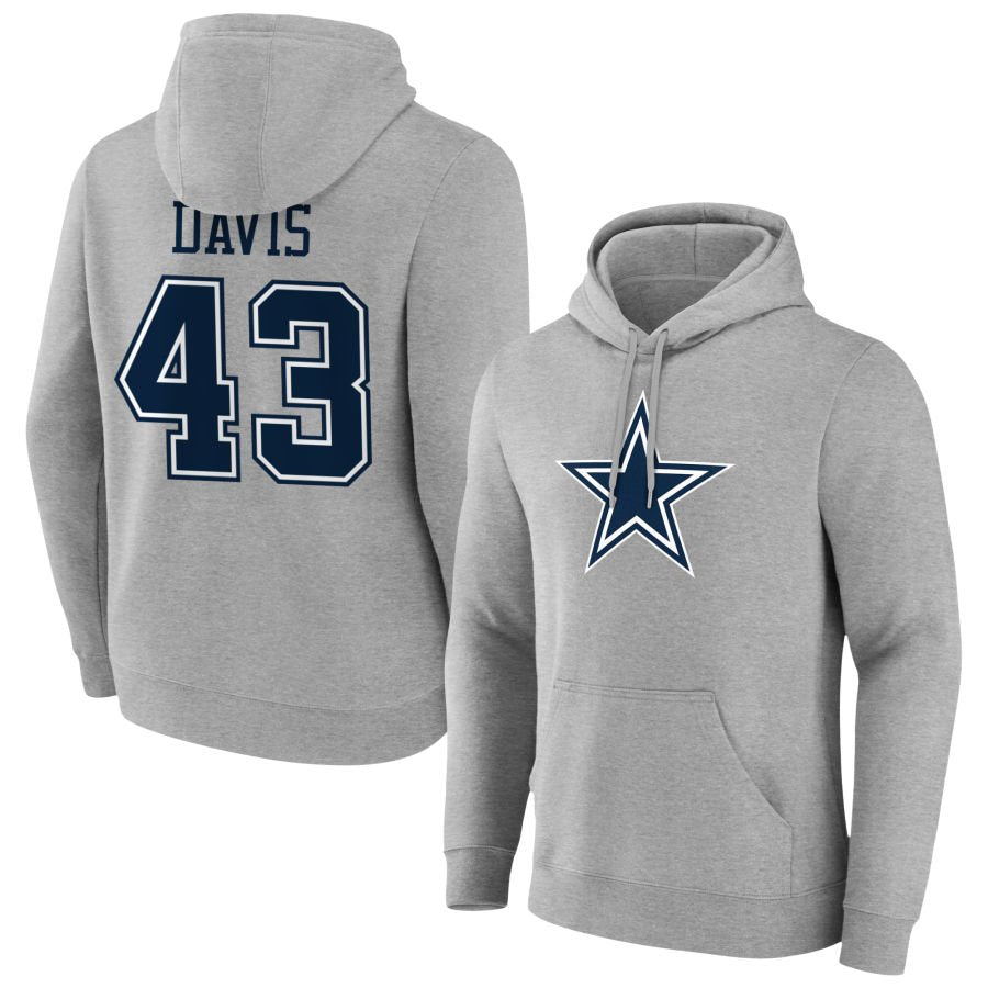Men's Gray Dallas Cowboys Team Authentic Personalized Name & Number Hoodie