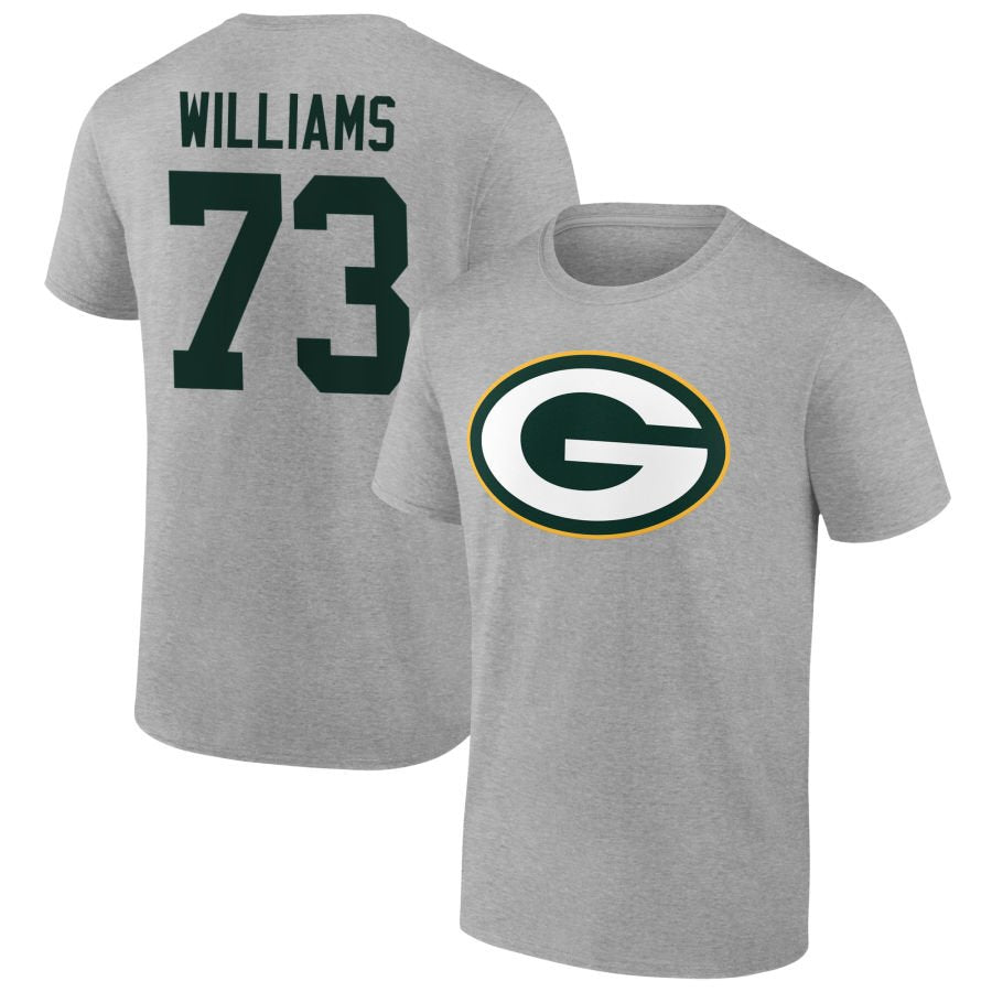 Men's Gray Green Bay Packers Team Authentic Personalized Name & Number T-Shirt