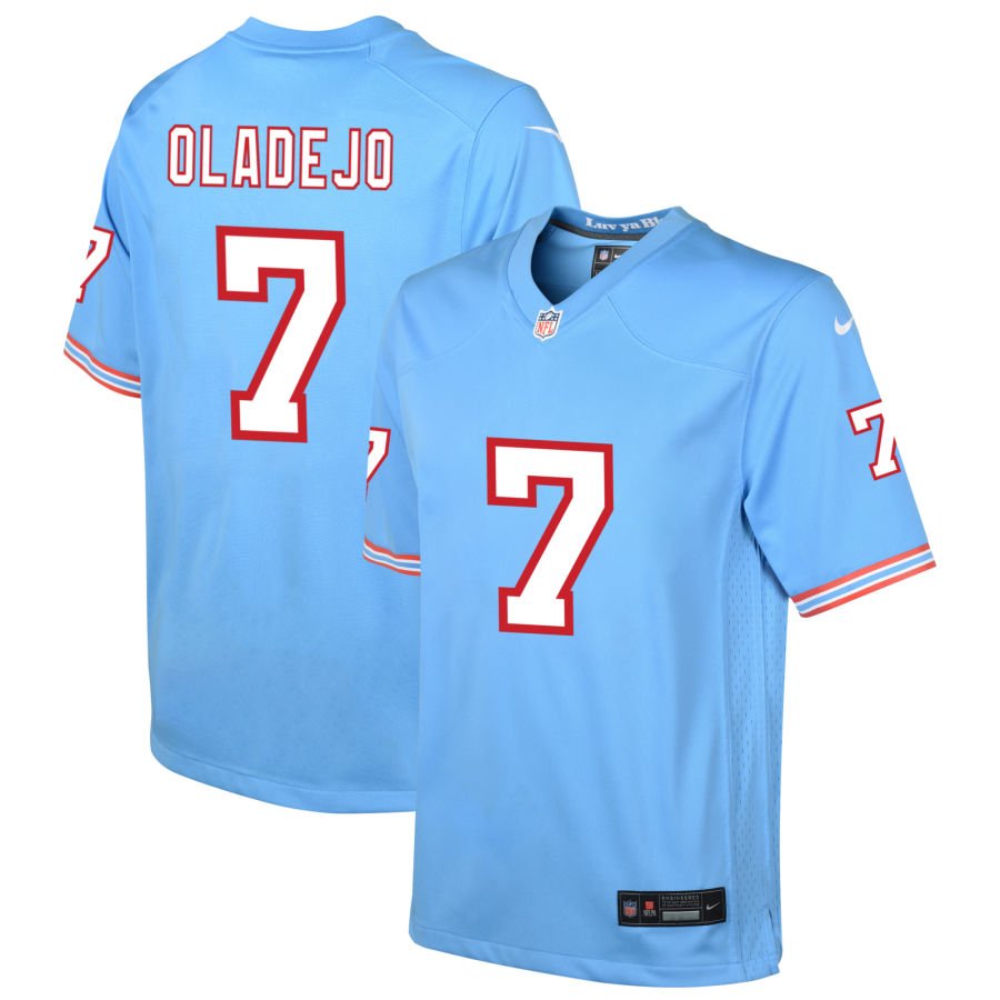 Oluwafemi Oladejo Youth Nike Light Blue Tennessee Titans Oilers Throwback Custom Game Jersey