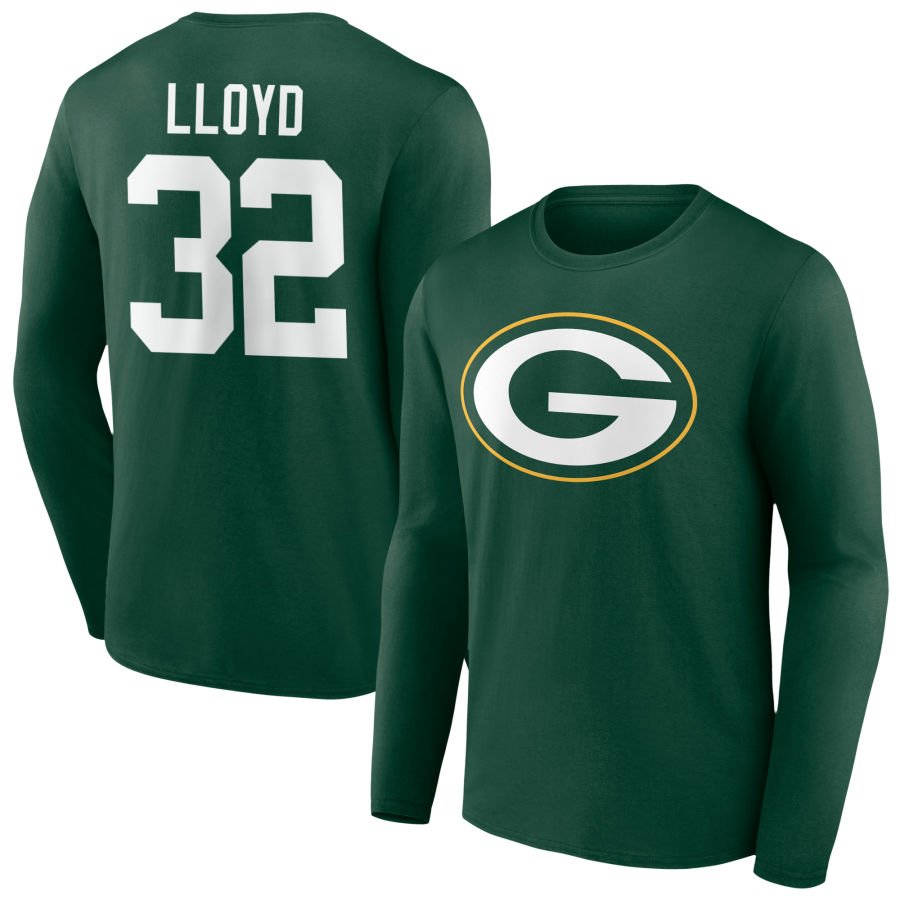 Men's Green Green Bay Packers Team Authentic Personalized Name & Number Long Sleeve T-Shirt