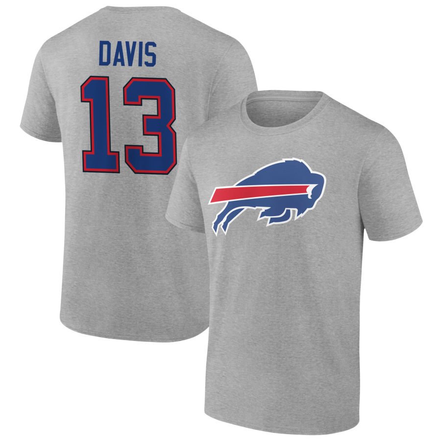Men's Gray Buffalo Bills Team Authentic Personalized Name & Number T-Shirt