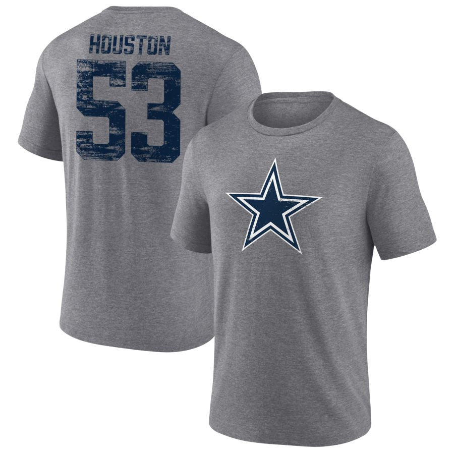 Men's Gray Dallas Cowboys Heritage Custom Name & Number Tri-Blend T-Shirt