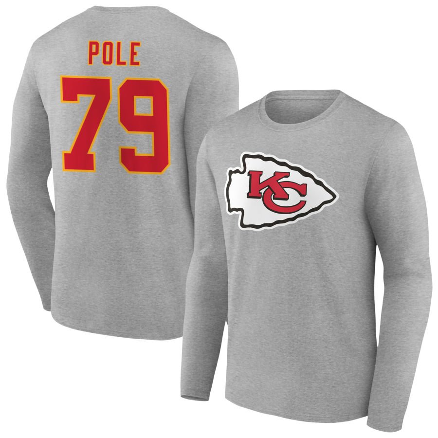 Men's Gray Kansas City Chiefs Team Authentic Personalized Name & Number Long Sleeve T-Shirt