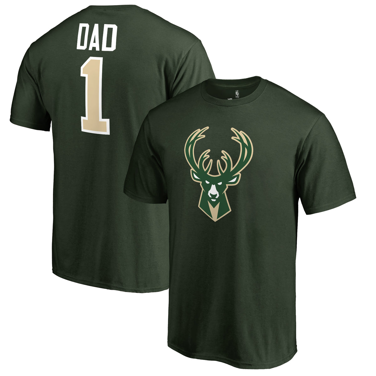 Men's Green Milwaukee Bucks #1 Dad T-Shirt