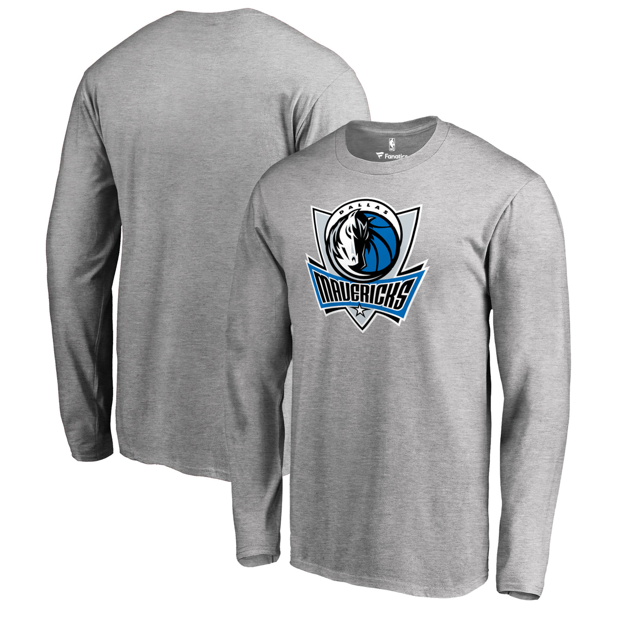 Men's Heather Gray Dallas Mavericks Primary Logo Long Sleeve T-Shirt