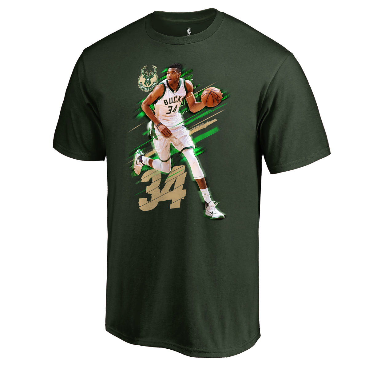 Men's Giannis Antetokounmpo Green Milwaukee Bucks Fade Away T-Shirt
