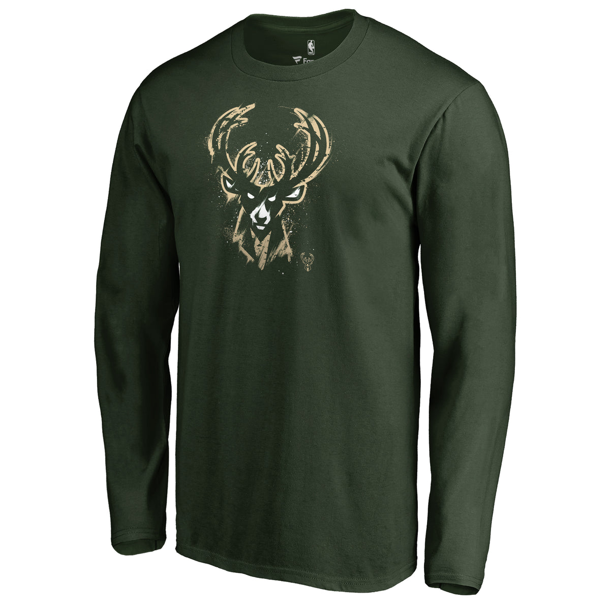 Men's Green Milwaukee Bucks Splatter Logo Long Sleeve T-Shirt