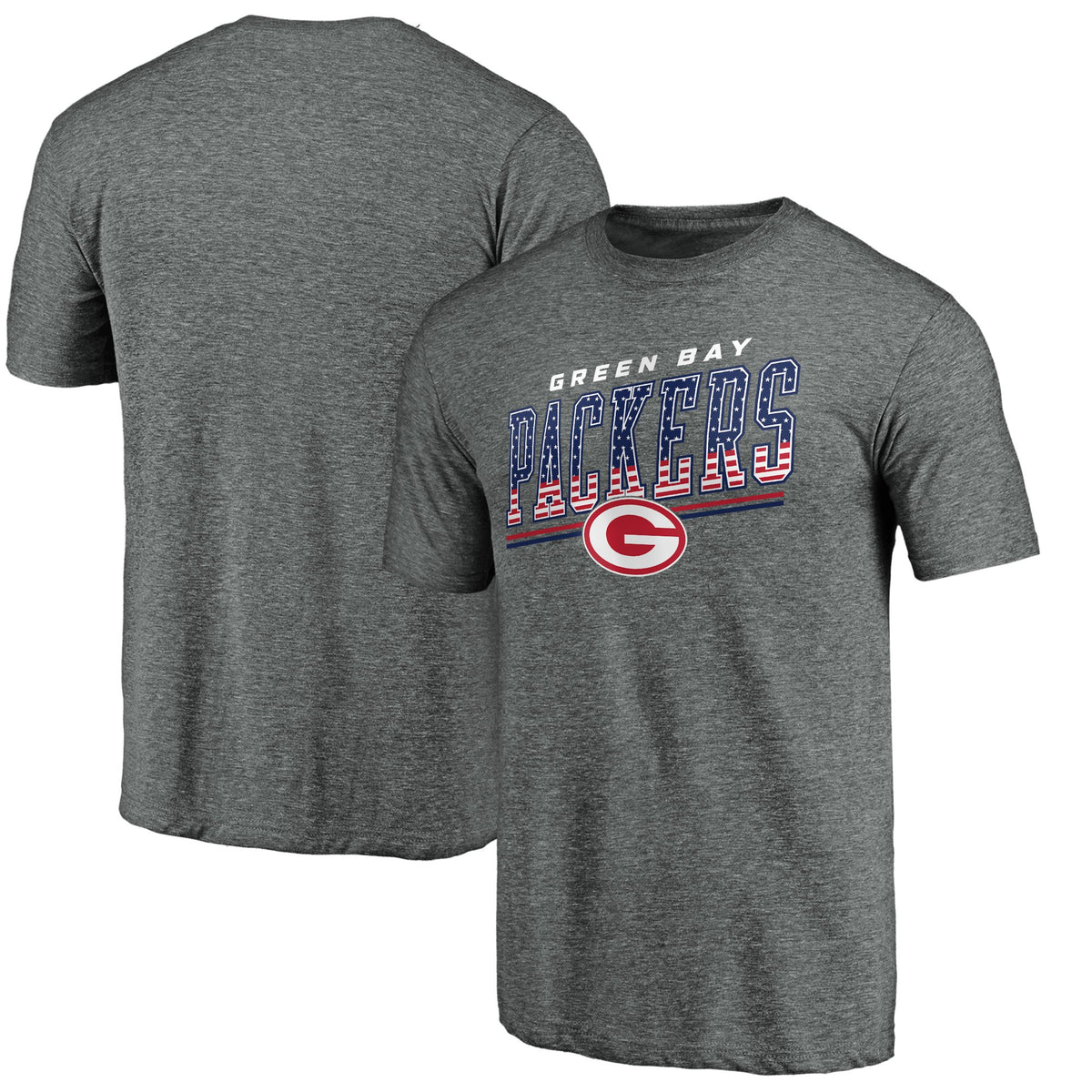 Men's Gray Green Bay Packers Team Freedom Tri-Blend T-Shirt