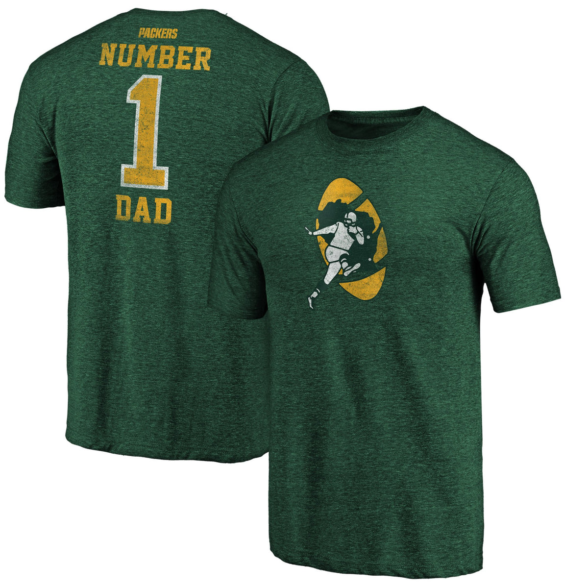 Men's Green Green Bay Packers #1 Dad Team Logo T-Shirt