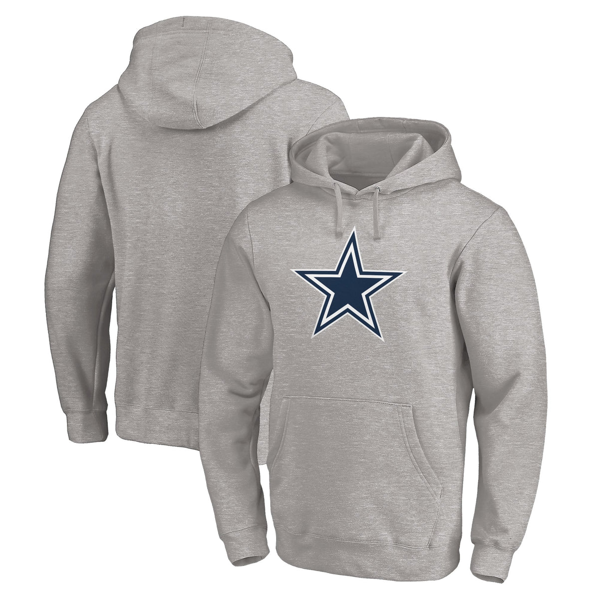 Men's Heather Gray Dallas Cowboys Primary Logo Fitted Pullover Hoodie