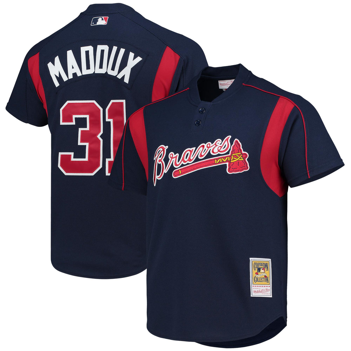 Men's Mitchell & Ness Greg Maddux Navy Atlanta Braves Authentic Batting Practice Jersey