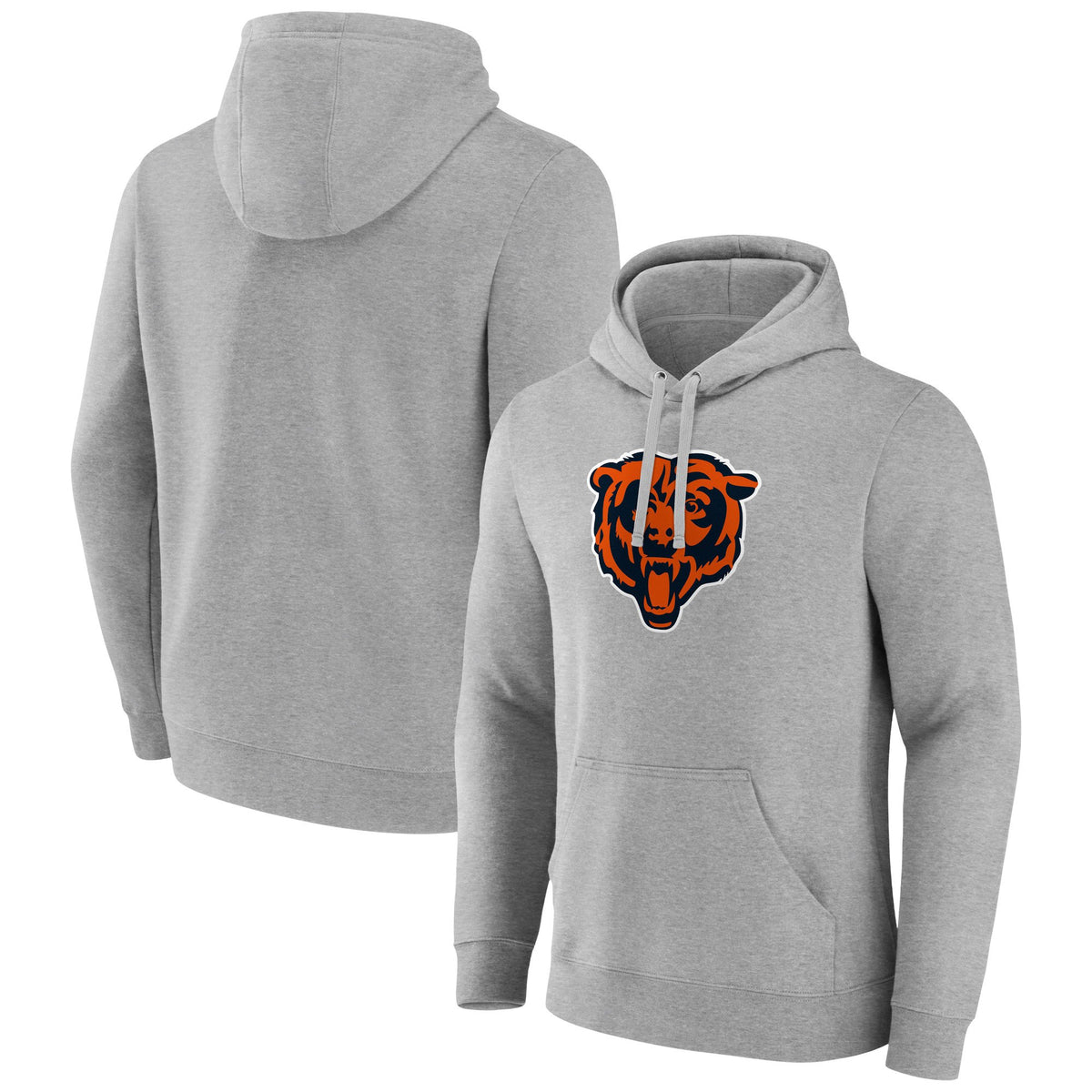 Men's Heather Gray Chicago Bears Primary Team Logo Fitted Pullover Hoodie