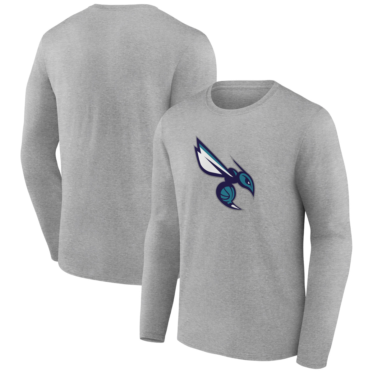 Men's Gray Charlotte Hornets Alternate Logo Long Sleeve T-Shirt