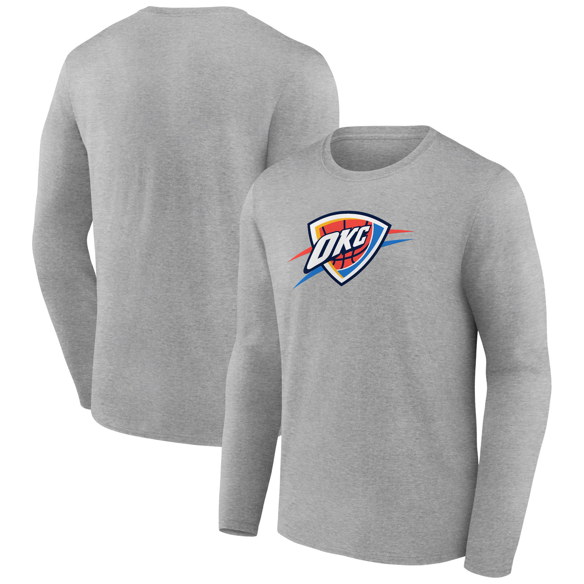 Men's Gray Oklahoma City Thunder Primary Team Logo Long Sleeve T-Shirt