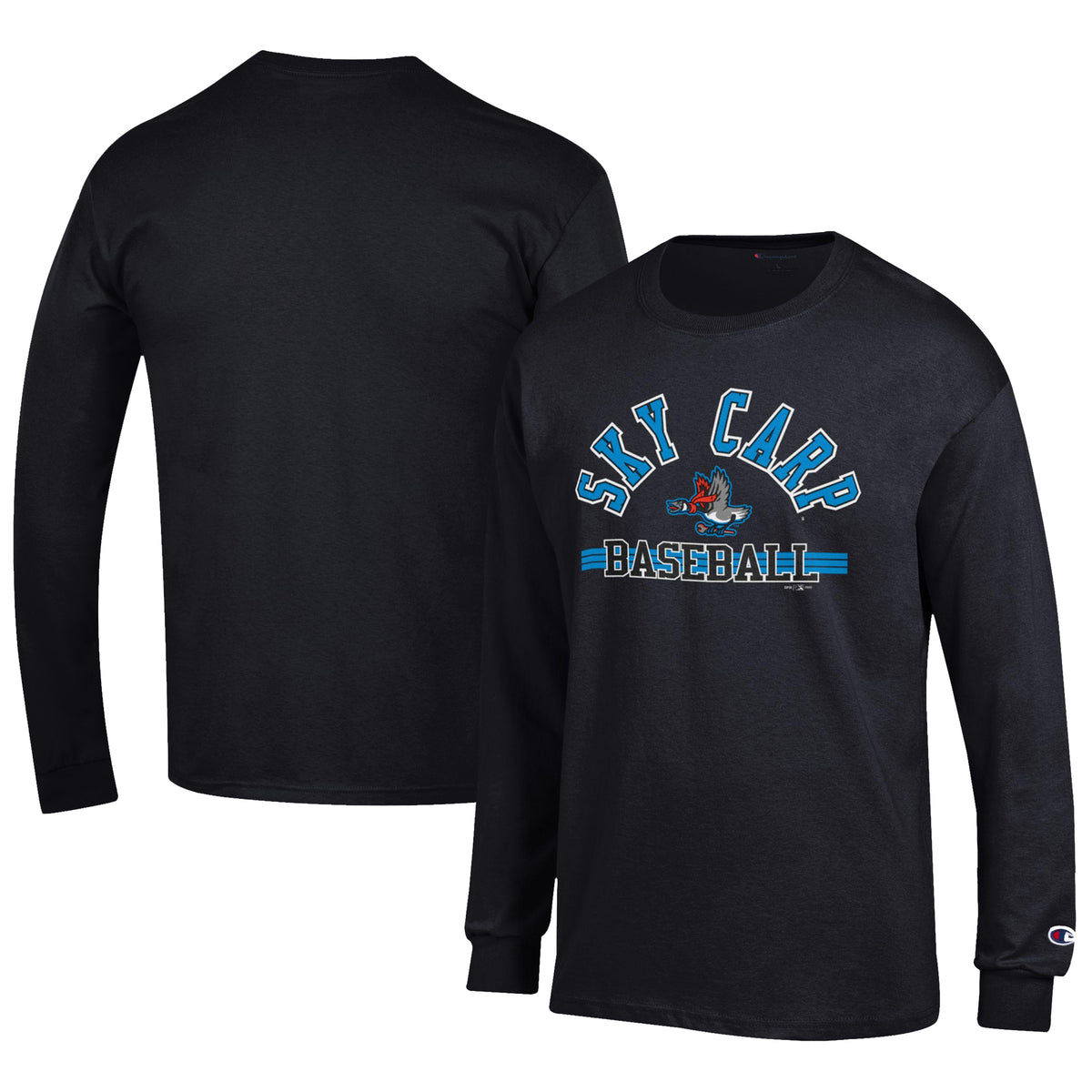 Men's Champion Black Beloit Sky Carp Jersey Long Sleeve T-Shirt
