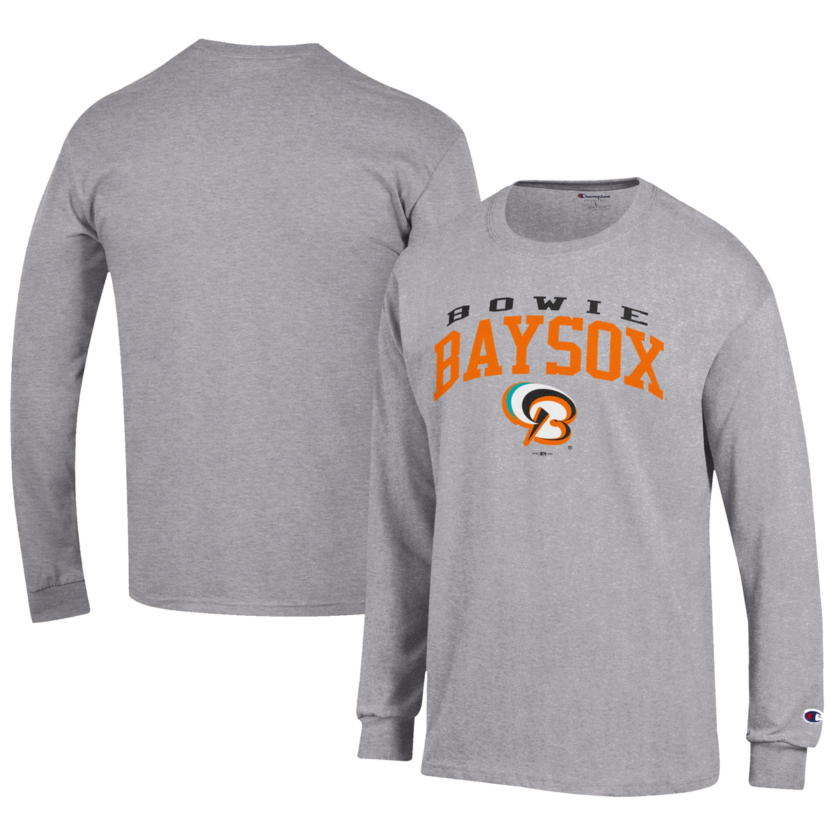 Men's Champion Gray Bowie Baysox Jersey Long Sleeve T-Shirt