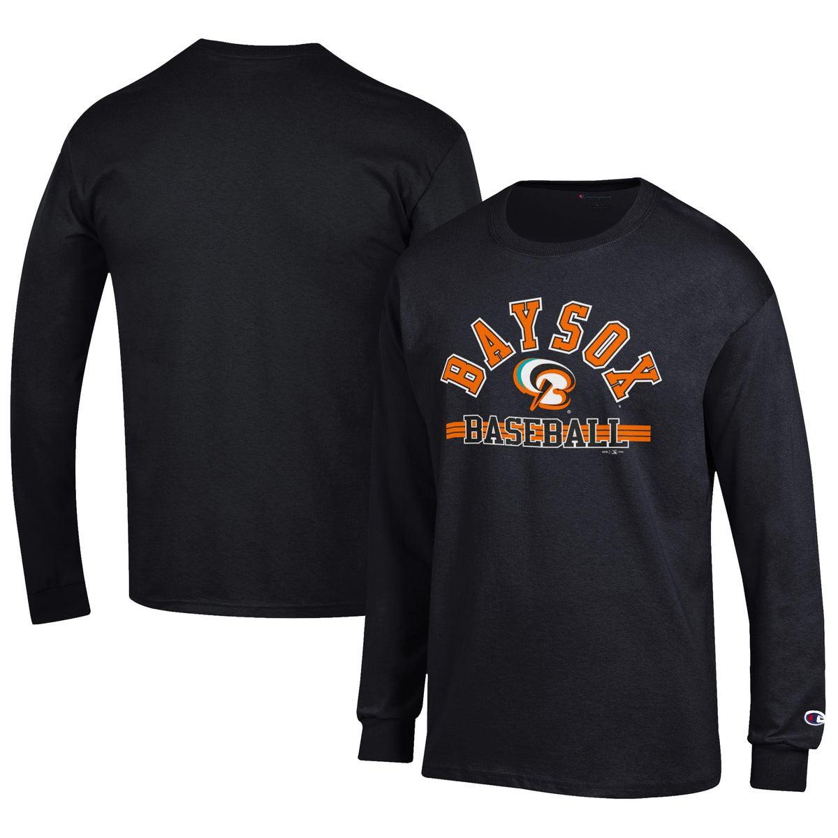 Men's Champion Black Bowie Baysox Jersey Long Sleeve T-Shirt
