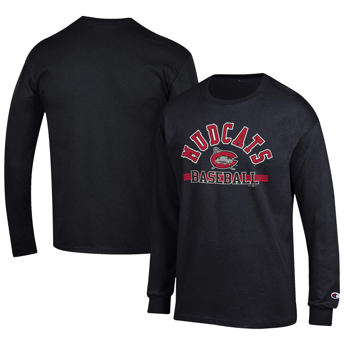 Men's Champion Black Carolina Mudcats Jersey Long Sleeve T-Shirt