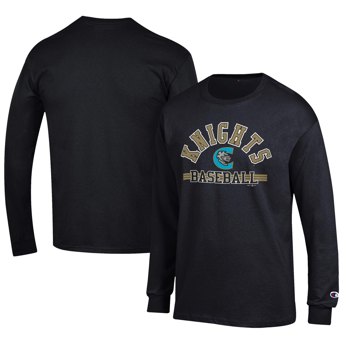 Men's Champion Black Charlotte Knights Jersey Long Sleeve T-Shirt