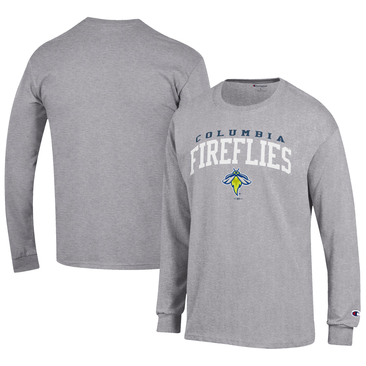 Men's Champion Gray Columbia Fireflies Jersey Long Sleeve T-Shirt