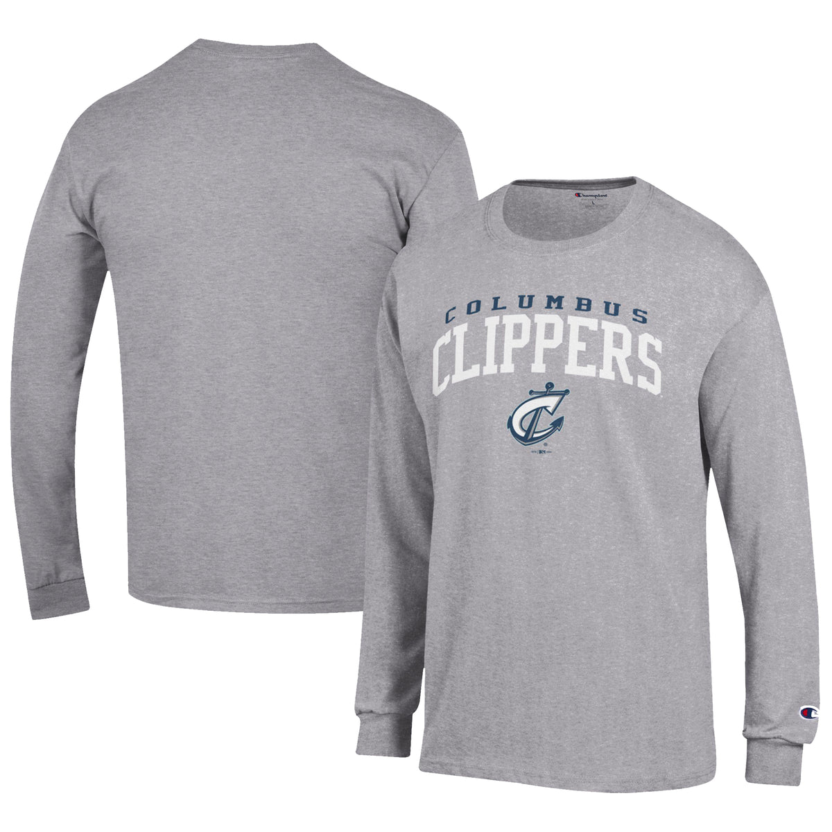 Men's Champion Gray Columbus Clippers Jersey Long Sleeve T-Shirt