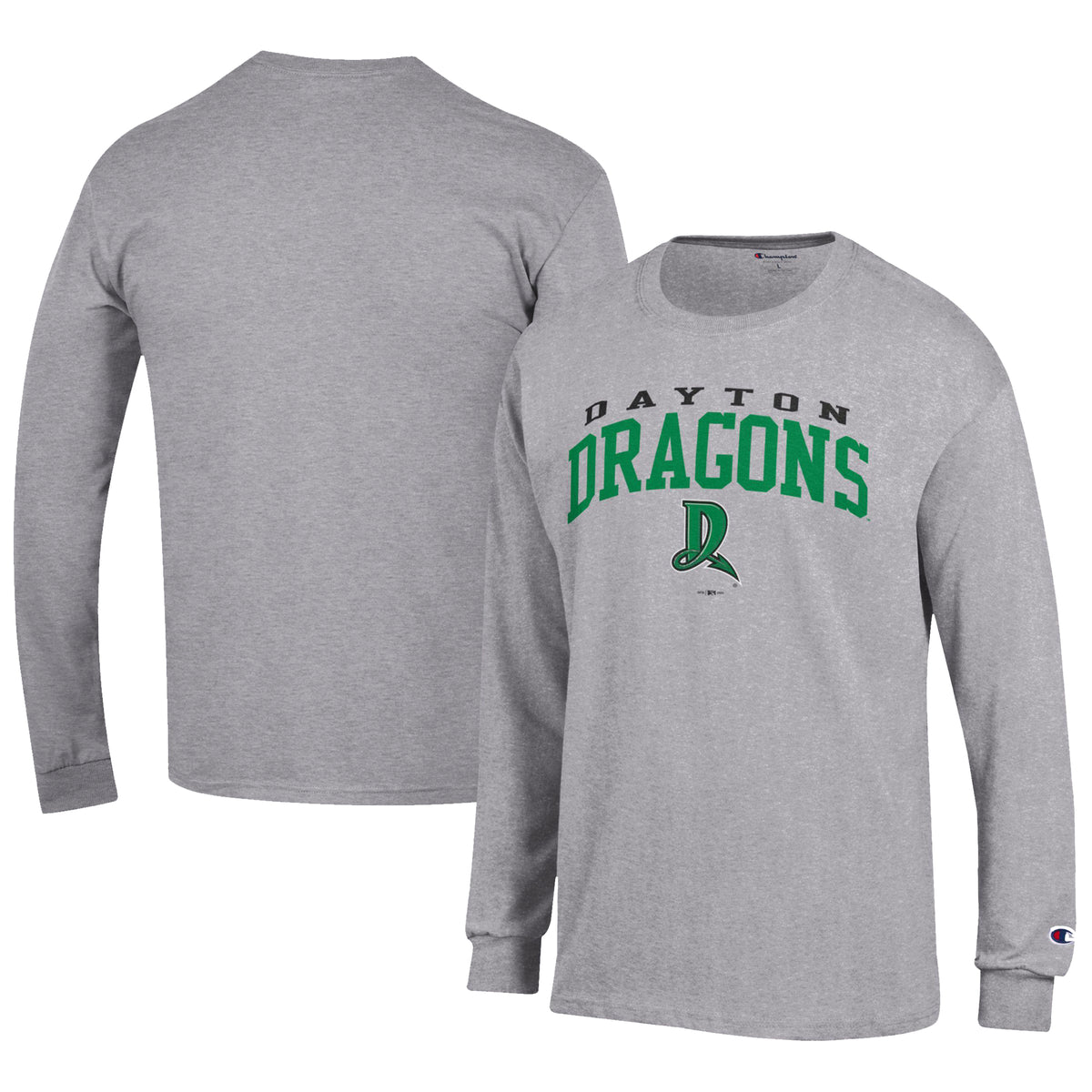 Men's Champion Gray Dayton Dragons Jersey Long Sleeve T-Shirt