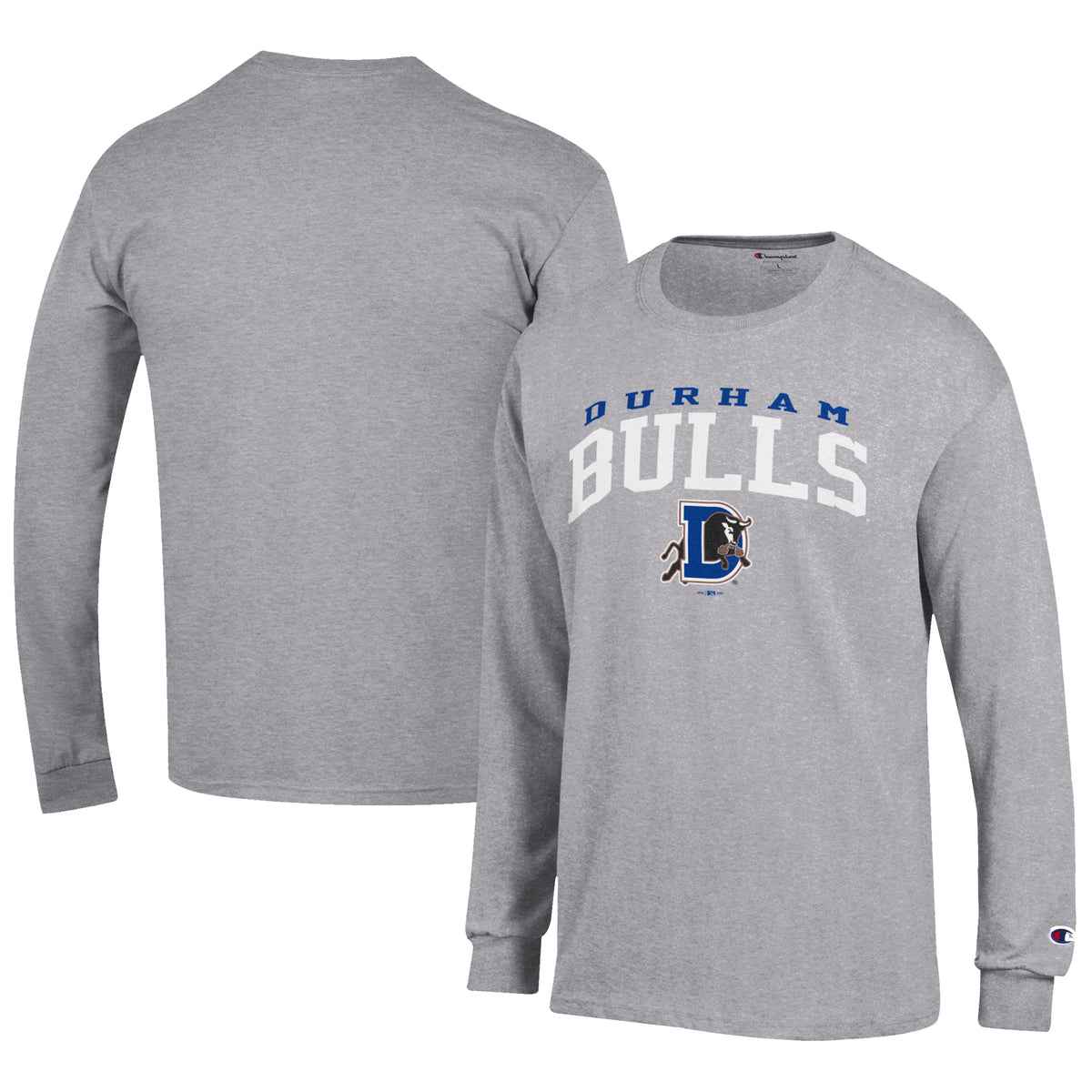 Men's Champion Gray Durham Bulls Jersey Long Sleeve T-Shirt