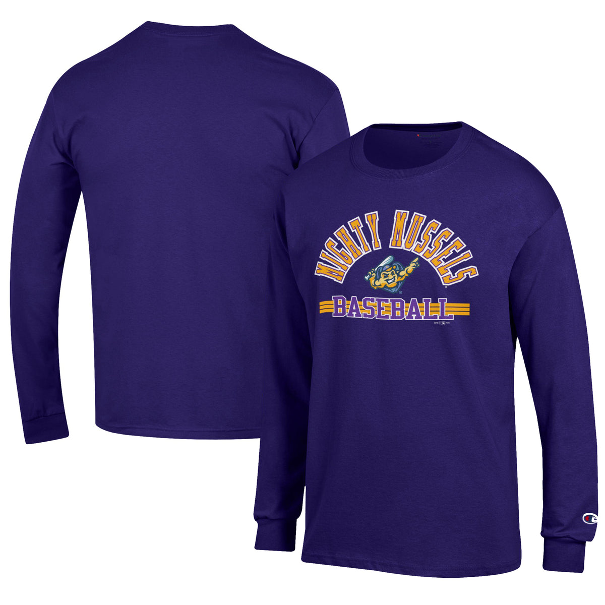 Men's Champion Purple Fort Myers Mighty Mussels Jersey Long Sleeve T-Shirt