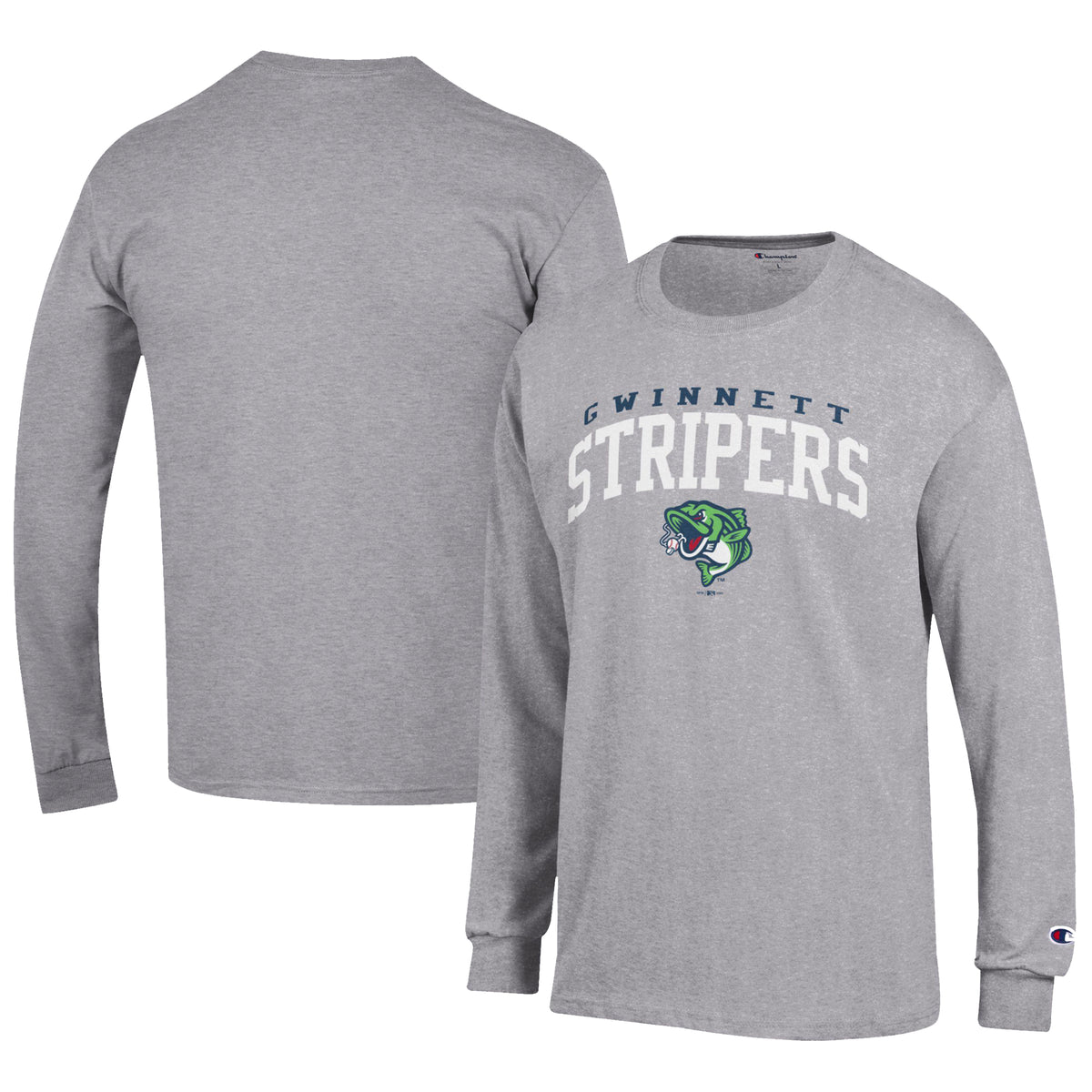 Men's Champion Gray Gwinnett Stripers Jersey Long Sleeve T-Shirt
