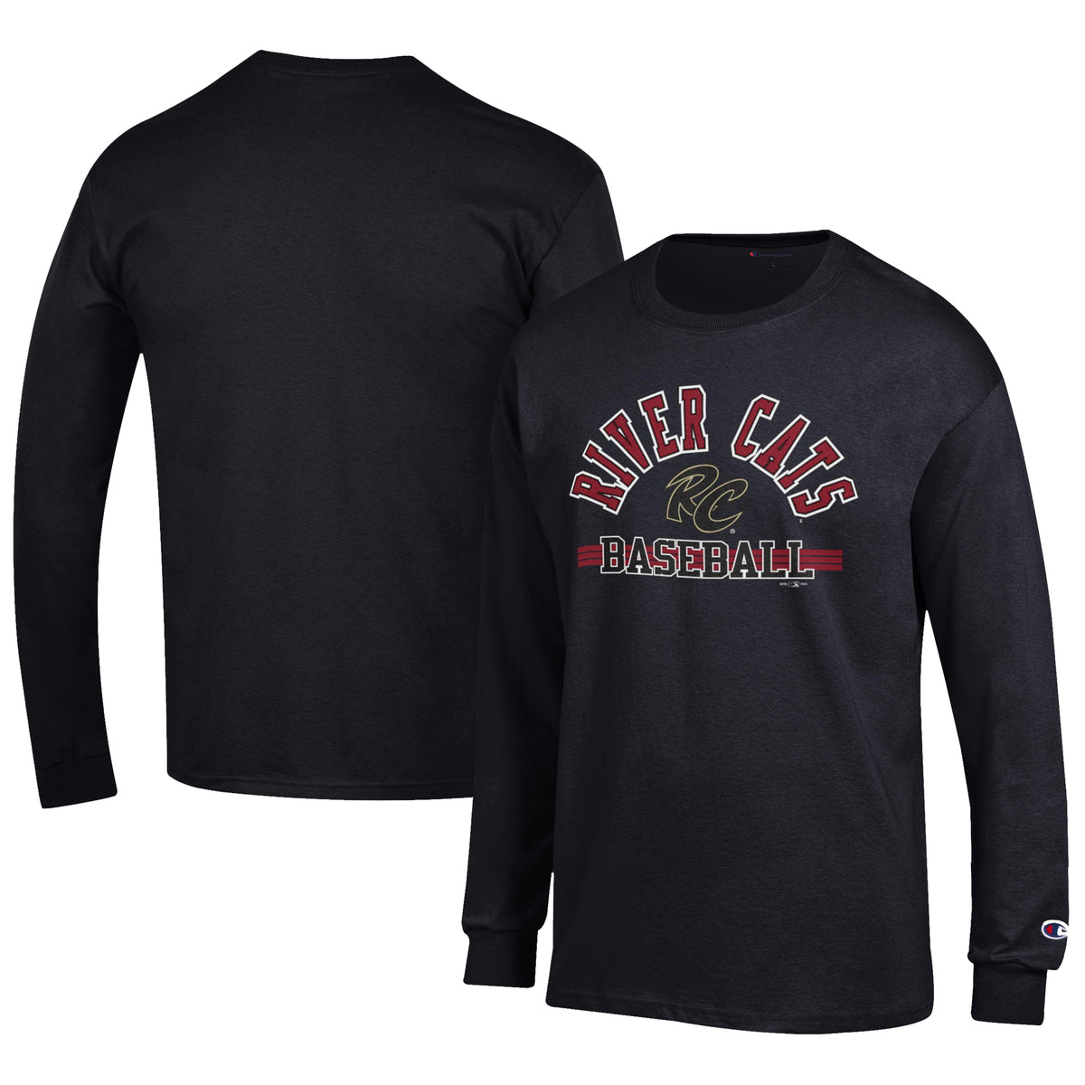 Men's Champion Black Sacramento River Cats Jersey Long Sleeve T-Shirt