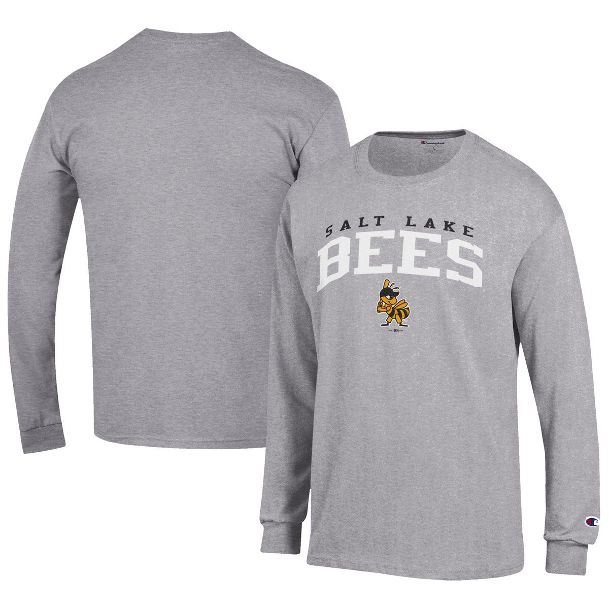 Men's Champion Gray Salt Lake Bees Jersey Long Sleeve T-Shirt