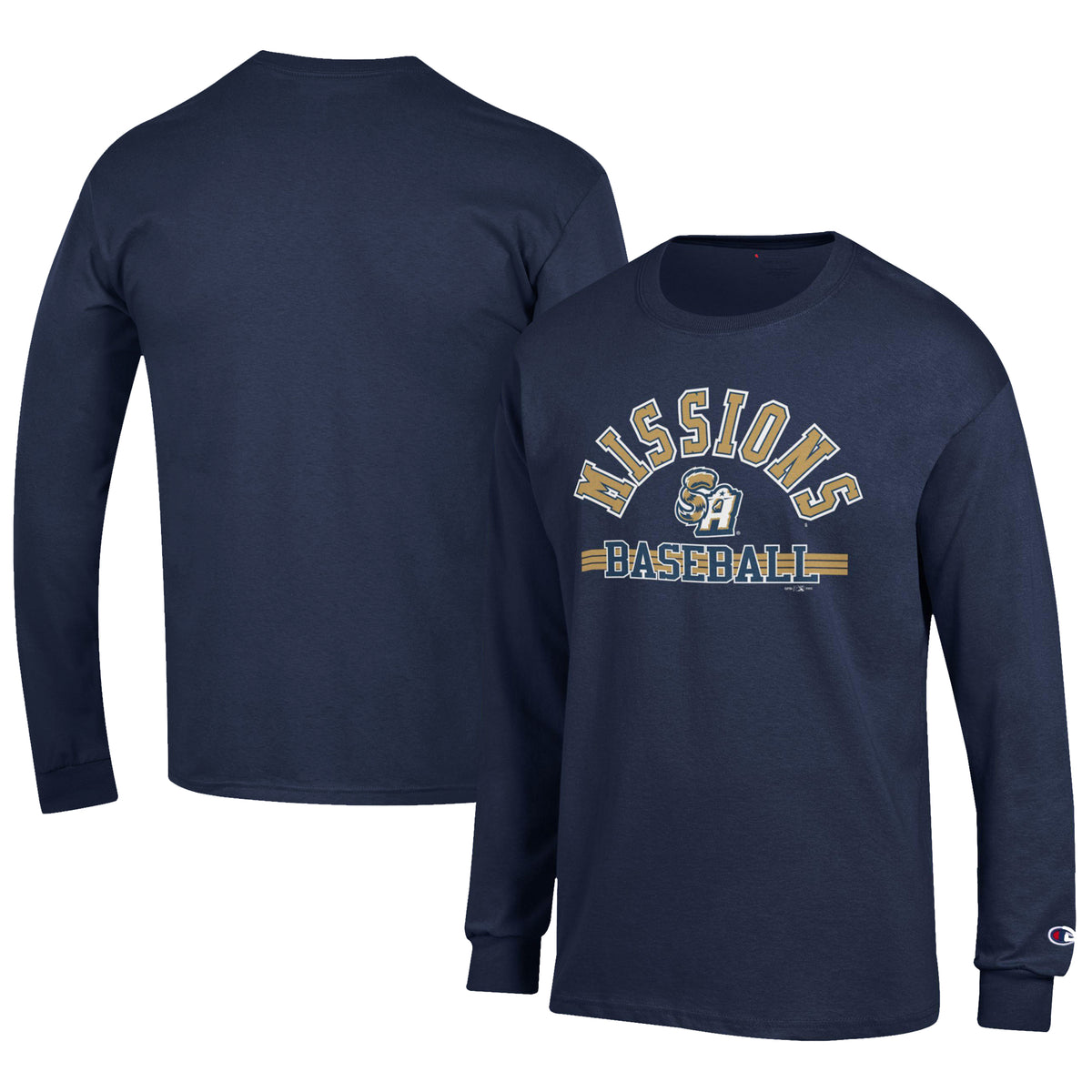 Men's Champion Navy San Antonio Missions Jersey Long Sleeve T-Shirt