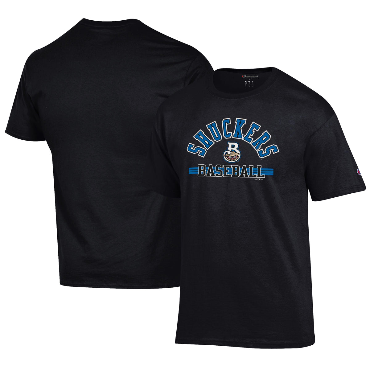 Men's Champion Black Biloxi Shuckers Jersey T-Shirt