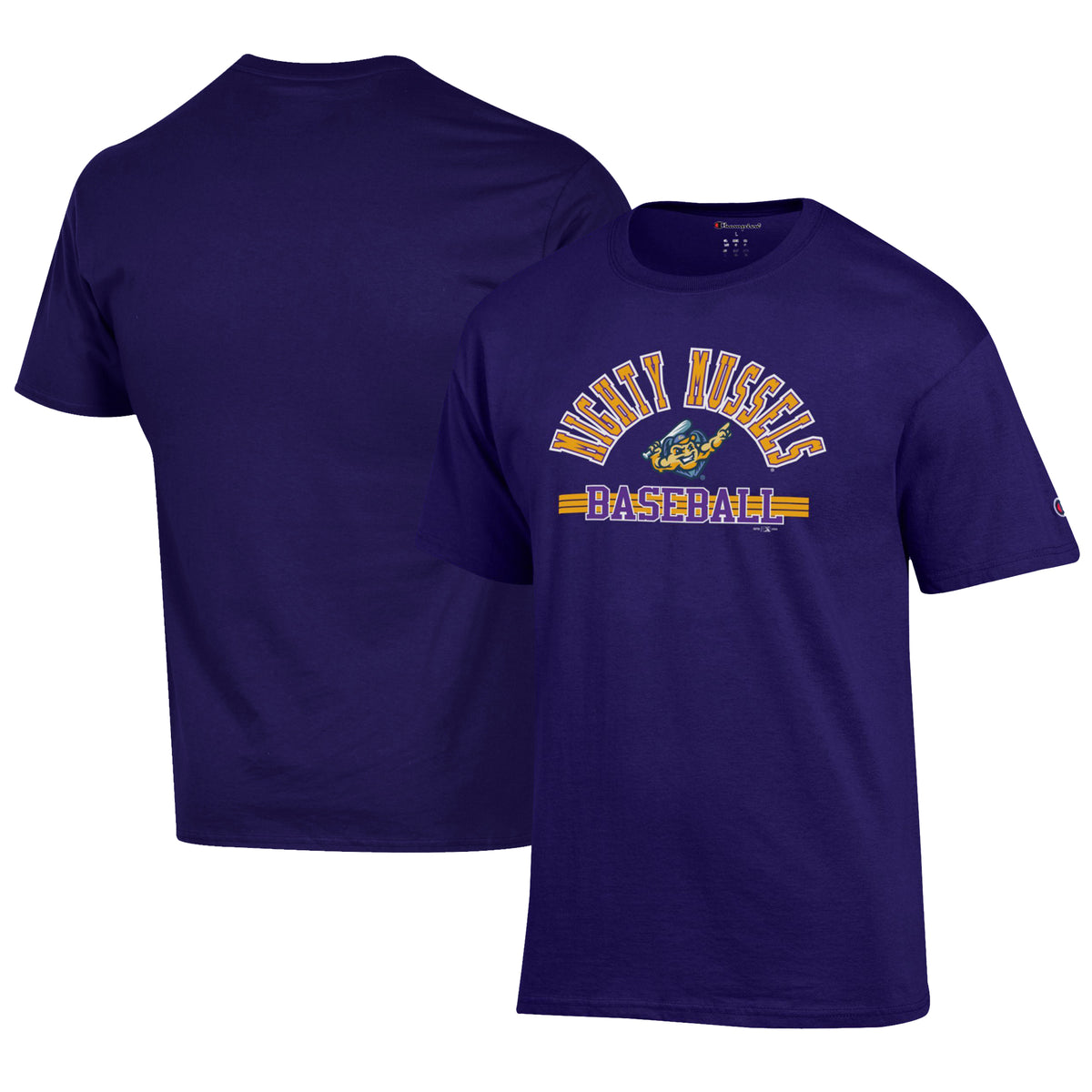 Men's Champion Purple Fort Myers Mighty Mussels Jersey T-Shirt