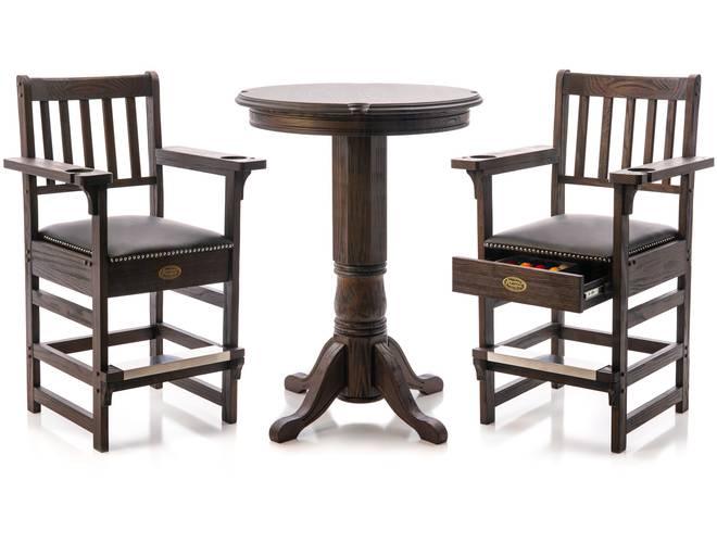 Spencer Marston Pub Deluxe Plus Table and 2-Chair Set - Barnwood Walnut