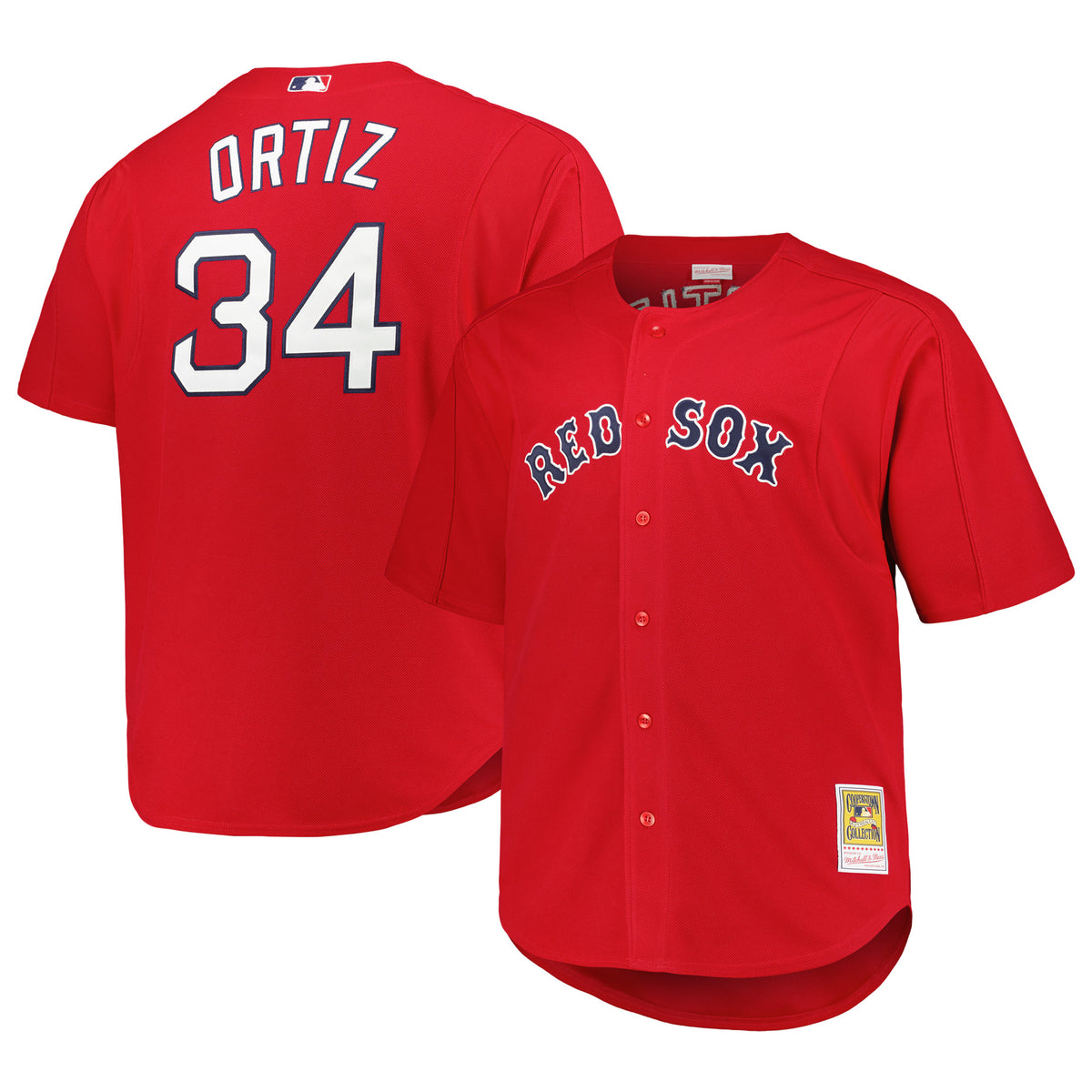 Men's Mitchell & Ness David Ortiz Red Boston Red Sox Big & Tall Cooperstown Mesh Batting Practice Jersey