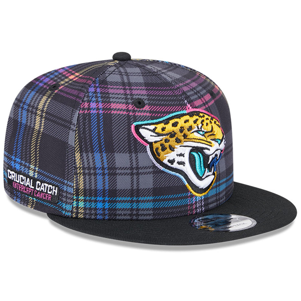 Men's New Era Black Jacksonville Jaguars 2024 NFL Crucial Catch Plaid 9FIFTY Snapback Hat